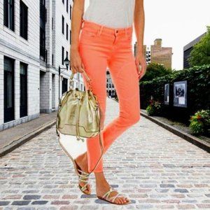 New J BRAND Peach Fuzz Orange Pants Flamingo Pink Rail Skinny Ankle Jeans